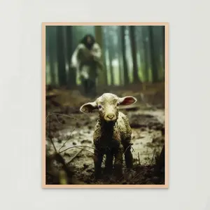 [Sale off up to 65%][Free Ship][No Frame] Original Christ Will Save the Lamb - Jesus And Lamb Printable, Jesus Leaves the 99, Bible Art Printable