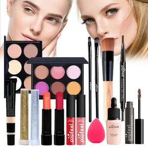 All in one Travel Makeup Set, 15 Pcs with Lip Gloss, Blush & Eyeshadow Highly Pigmented, Travel-Friendly Perfect Gift for Beginners Girl，Women