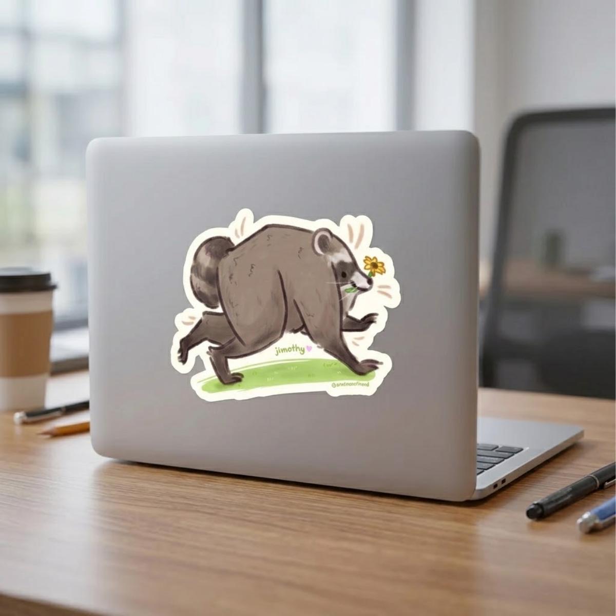 Jimothy the Raccoon Vinyl Waterproof Sticker