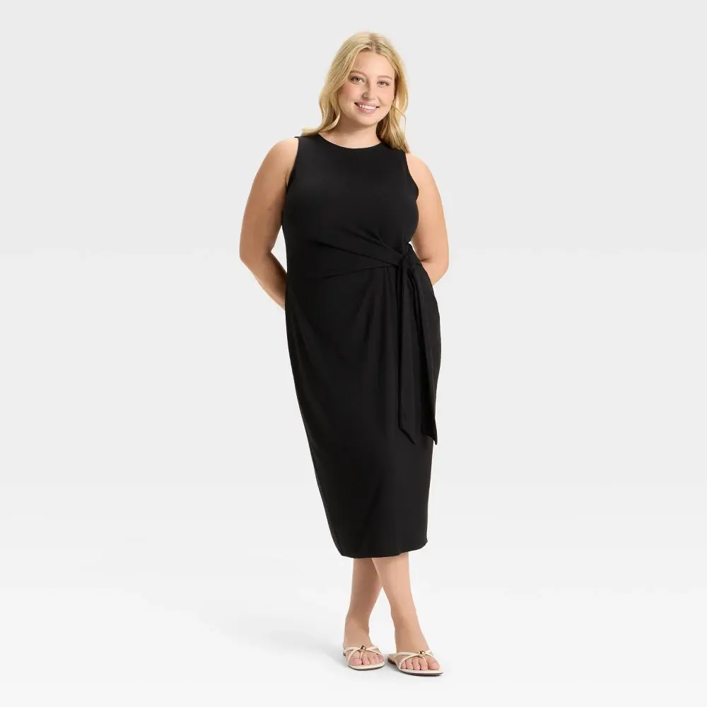 Women's Side-Tie Midi A-Line Dress - Ava & Viv