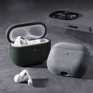 For Airpods Pro3 Luxury Italian Suede Leather Earphone Case for AirPods 4 3 Pro2 Alloy Keychain Wireless Charging Headphone Case