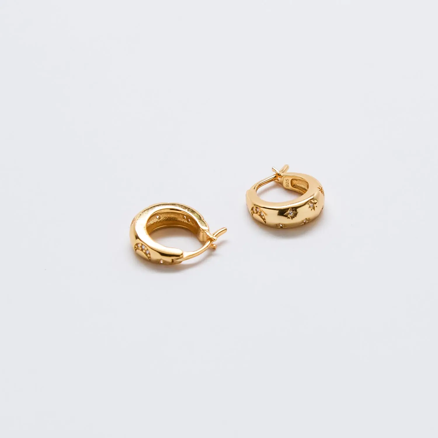 Moon & Star Gold Hoop Earrings