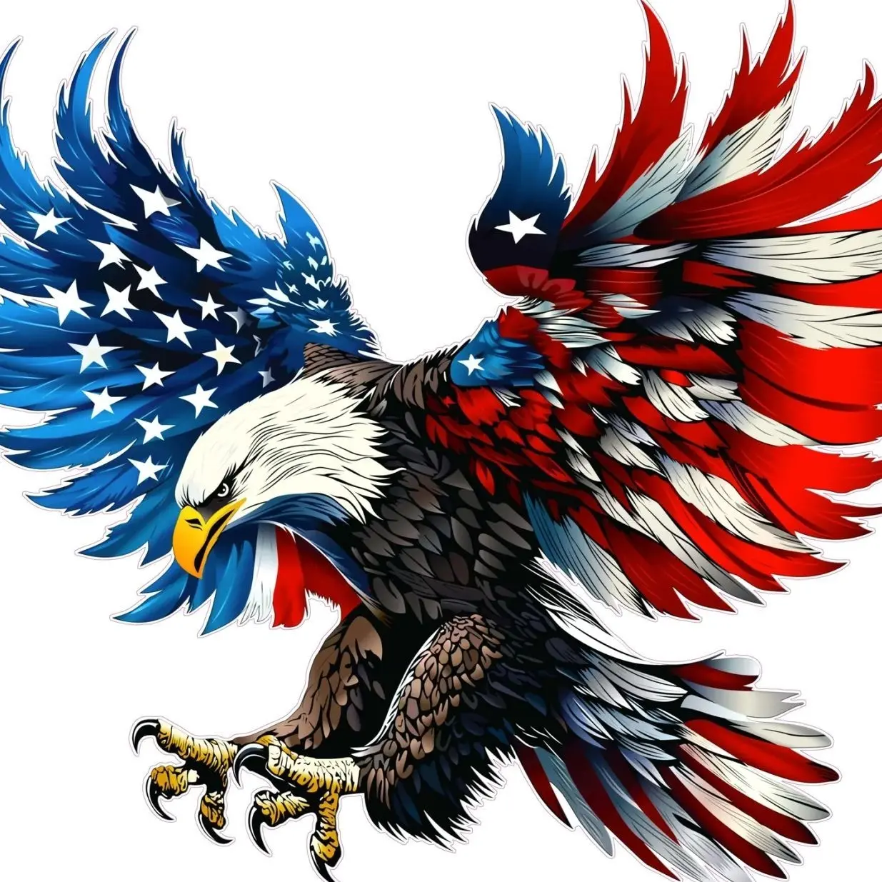 American Flag Bald Eagle Red White Blue Patriotic Decals, Laptop Water Bottle Decal Sticker