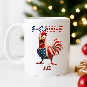 Funny Chicken F-Caw-F Personalized Mug, F-Caw-F Chicken Humor Mug, Funny Rooster Meme Coffee Mug, Funny Chicken Mug,Quirky Chicken Lover Mug