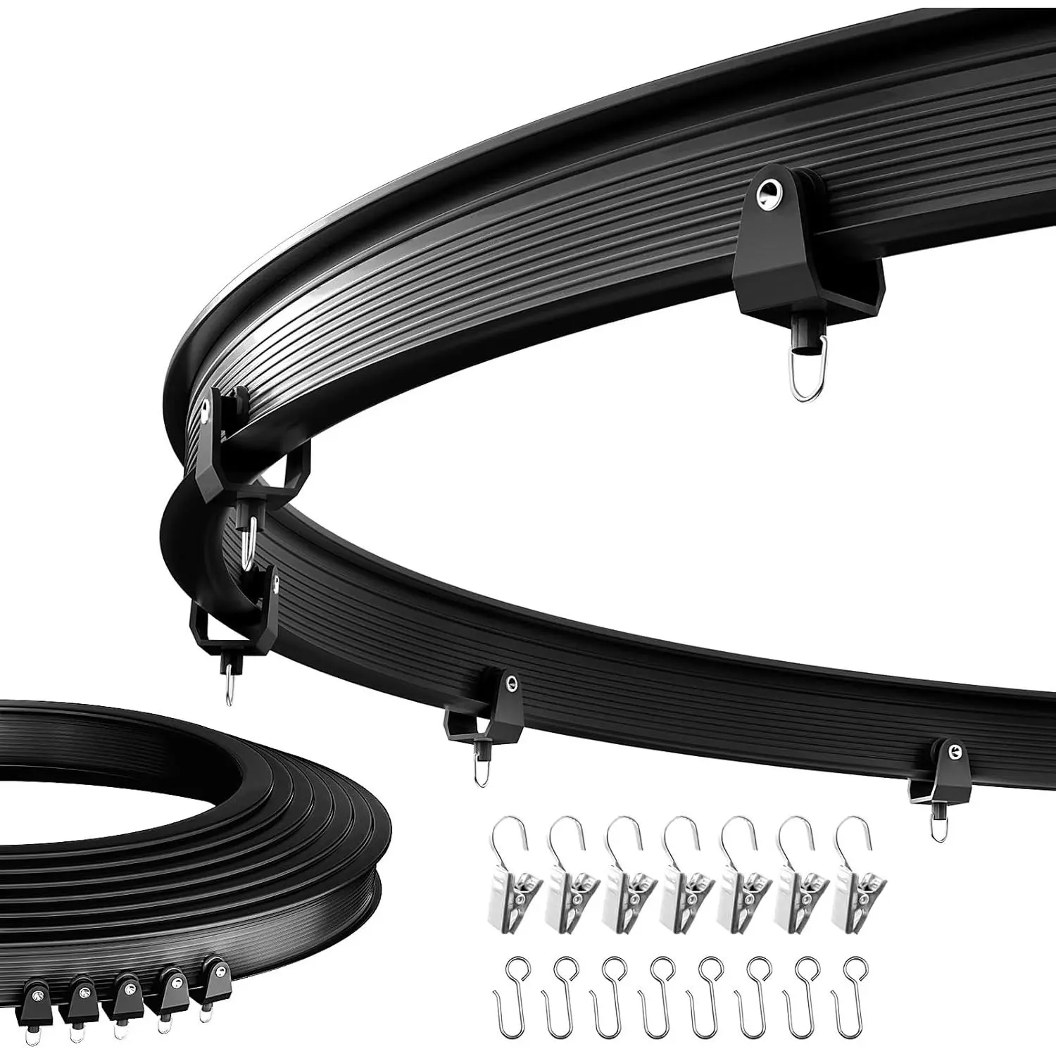 Flexible Bendable Ceiling Curtain Track, Ceiling Mount for Curtain Rail with Track Curtain System, Room Divider, Ceiling Curtain Rod, RV Ceiling Track for Curtains, 9.8 FT/ 3 M, Black