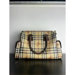 Pre-owned Canvas Shoulder Bags Burberry Haymarket Check Satchel