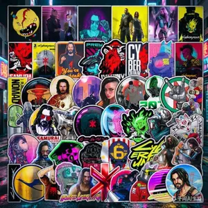 50Pcs Cyberpunk Style Graffiti Stickers - Waterproof Tech Decals Cool Streetwear Art forTeens DIY Decoration, High-ValuePack