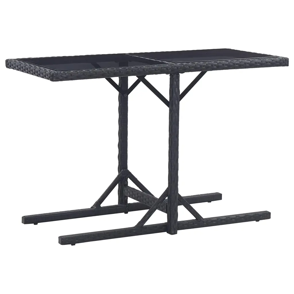 vidaXL Outdoor Dining Table Patio Garden Wicker Table with Glass Top PE Rattan 3000498