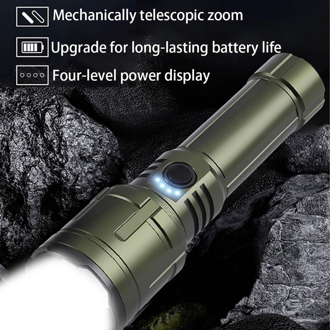 LED flashlight, high brightness, with a focusing lens, super bright rechargeable, 5000mah large battery, all-aluminum material, variable focus, five lighting modes, essential for camping, suitable for outdoor and home use LED flashlight, high brightness, with a focusing lens, super bright rechargeable, 5000mah large battery, all-aluminum material, variable focus, five lighting modes, essential for camping, suitable for outdoor and home use