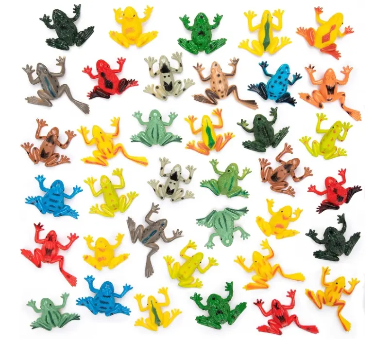 36 plastic toy frogs, large quantity of small frog toys, mini plastic frog figurines for aquarium decoration