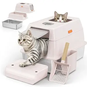 Stainless steel cat litter box with a pedal XL 