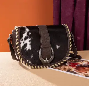 Trinity Ranch Western Hair-On Cowhide Saddle Crossbody