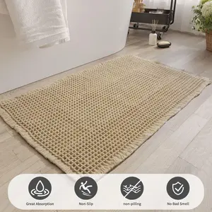 Grid Design Mat Set, 2 Counts/non-Slip Rectangular Mats, Absorbent Rug for Home/bathroom/kitchen/hotel Decor