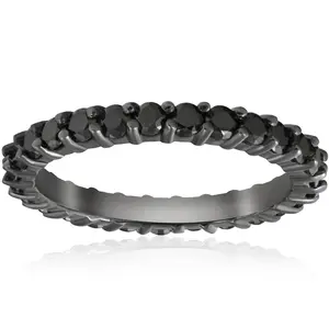 1 1/2ct Treated Black Diamond Eternity Ring 14K Black Gold