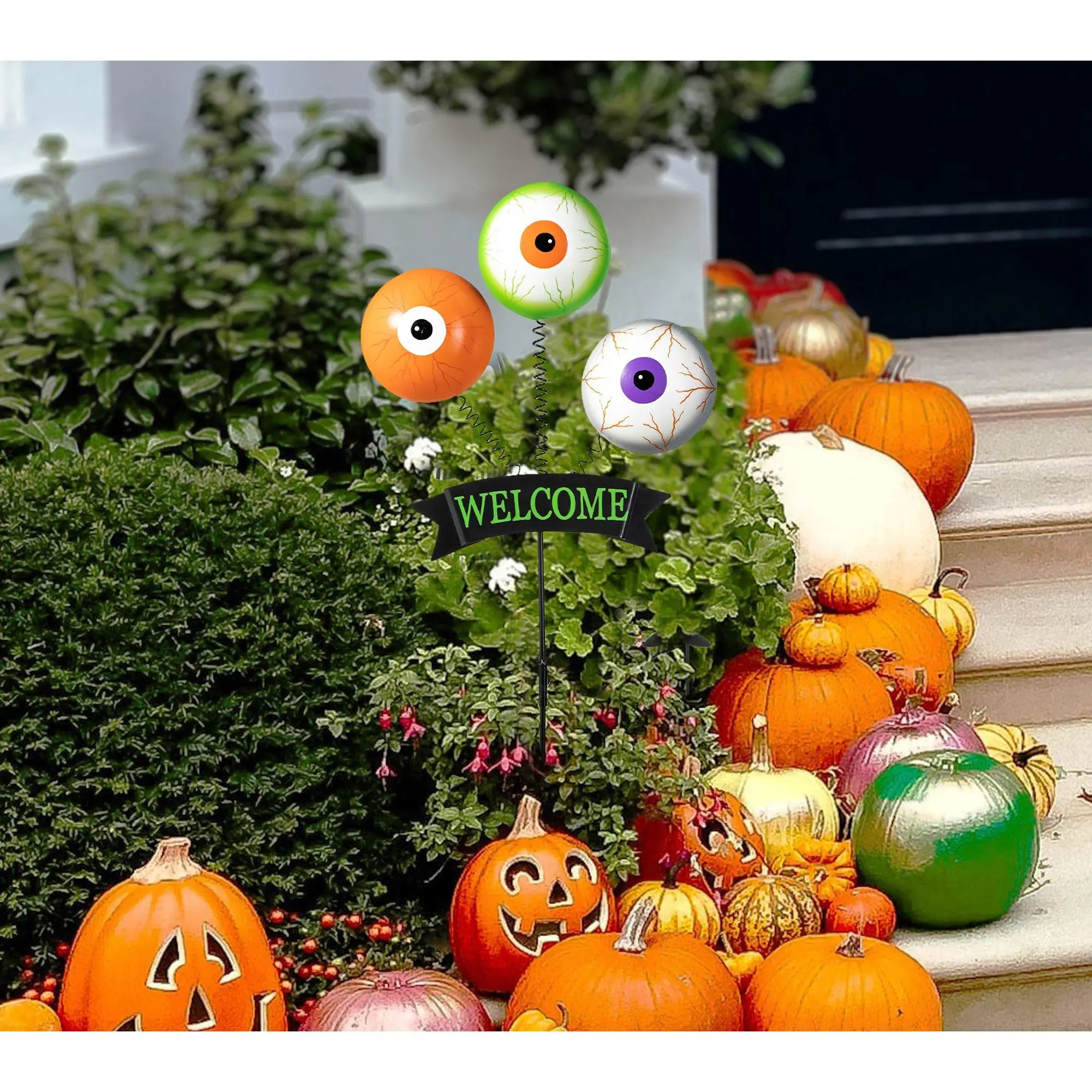 Glitzhome 35.25"H Halloween "WELCOME" EyeballsGarden Stake