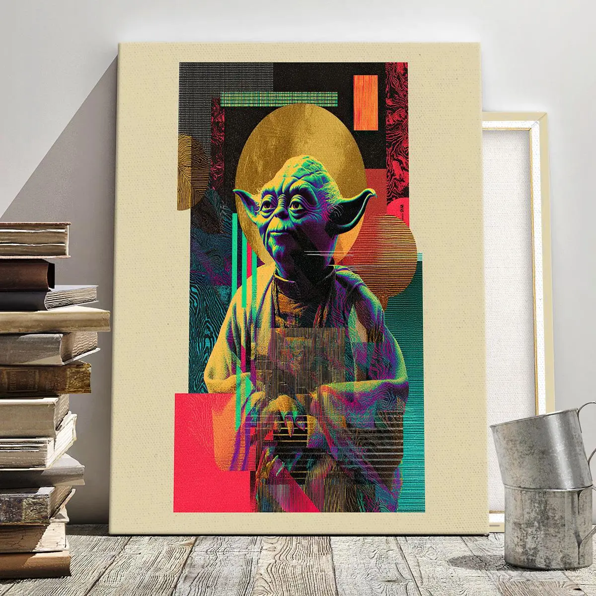 Wooden Framed Canvas Master Yoda Pop Art Poster, Fashion Poster, Living Room Bedroom Decoration, Hallway Office Mural, Kitchen, Home Poster, Ideal Gift, Ornaments