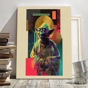 Wooden Framed Canvas Master Yoda Pop Art Poster, Fashion Poster, Living Room Bedroom Decoration, Hallway Office Mural, Kitchen, Home Poster, Ideal Gift, Ornaments