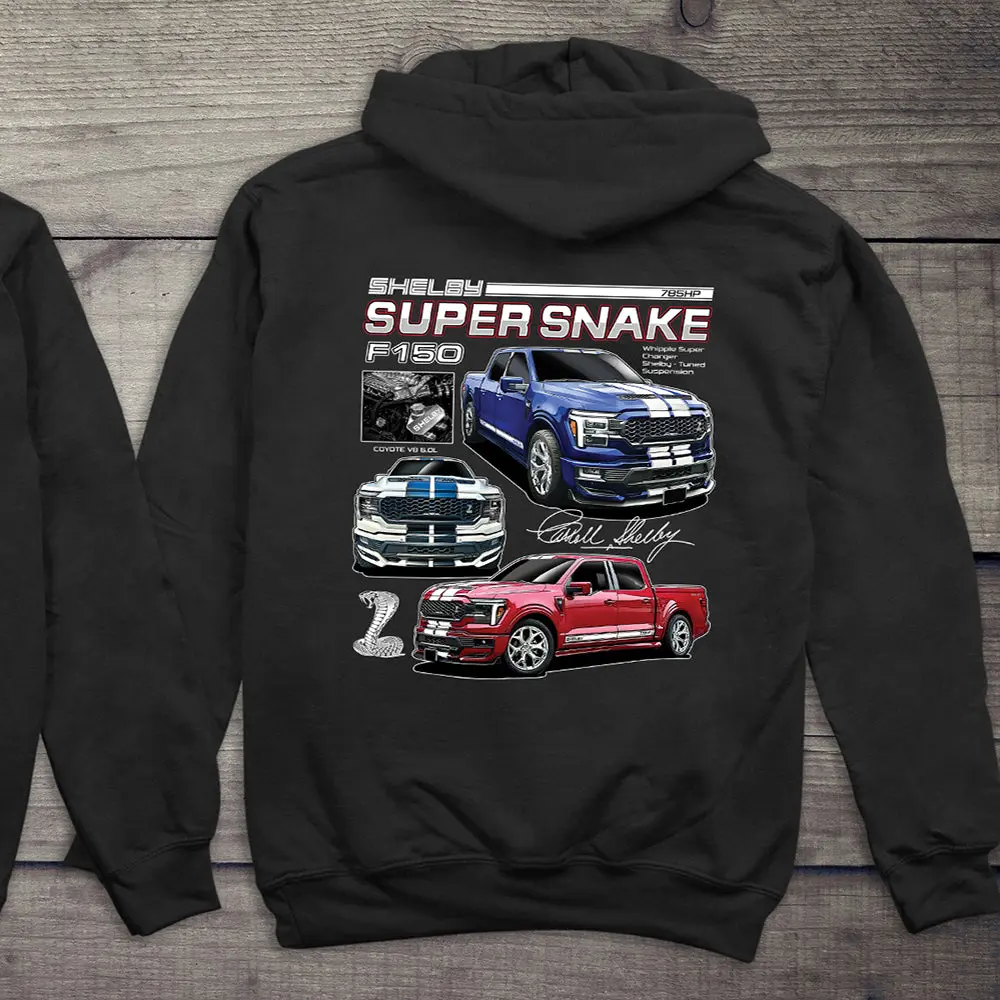 Shelby Super Snake F150 Hoodie, Men's Performance Truck Graphic Sweatshirt, Ford F-150 Pickup Enthusiast Apparel, Automotive Car Guy Gift, Unisex Hooded Pullover