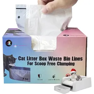 50 Count  Litter Box Liners, Compatible with PetSafe Scoop Free Self Cleaning Clumping Litter Box, Drawstring Litter Box Liner, Replaceable   Bag, Easy Cleanup (50 Count)