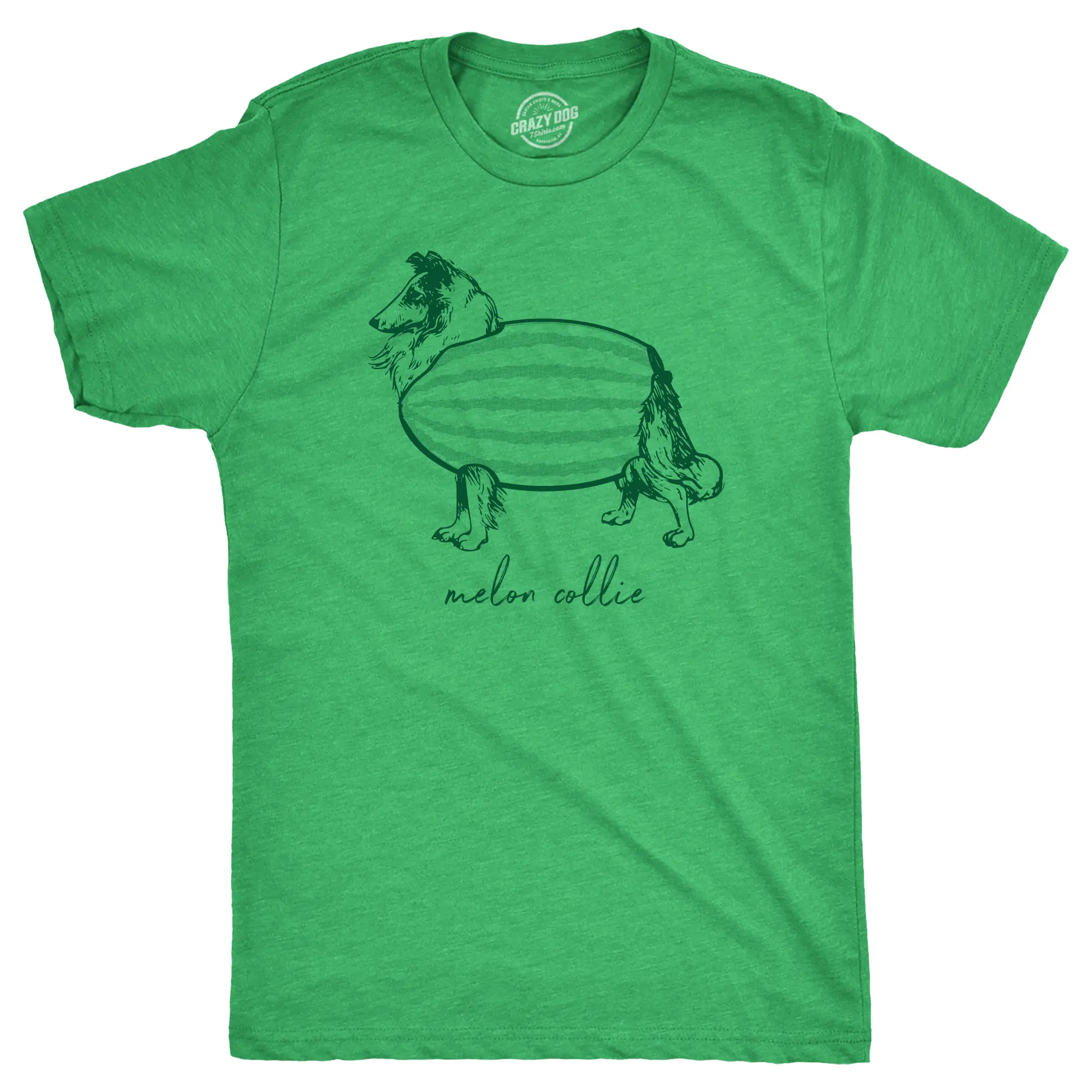 Mens Melon Collie T Shirt Funny Puppy Dog Melancholy Joke Tee for Guys Mens Funny T Shirts Cool Vintage Fashion T-Shirt Gift Classic Menswear Food Apparel for Men Funny Dog Short Sleeve Novelty Tees for Guys Green -