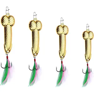 Gag Fishing Lures Set Metal Luminous Sequin Spoons Funny Top Water Bass Fishing Lures Fishermen Gear Spinner Baits Freshwater Saltwater Equipment Fishing Hook for Fishing Lover Men