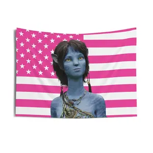 Kiri Tapestries, Kiri Pink Flag, Kiri Avatar Indoor Wall Tapestries