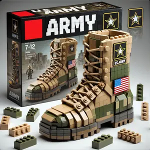 Military combat boots compatible with building block assembly, military shoes puzzle toy gift for boys，Military Fans Must Have! 5 US Military Boot Building Blocks Veteran Favorite Military Themed Brick Boots Pen Holder
