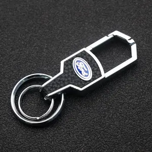 Ford Car Metal Keychain with Brand Logo Design, Anti-Drop Scratch-Resistant, Secure Anti-Loss, Fits All Ford Models, Car Key Decoration Accessory