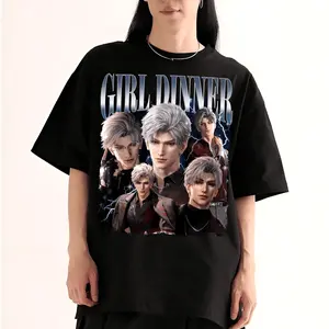 Love And Deepspace Sylus Girl Dinner Retro T-Shirt Shirt Shirt Fabric Womenswear Unisex Cotton Unisex Everyday T-Shirt