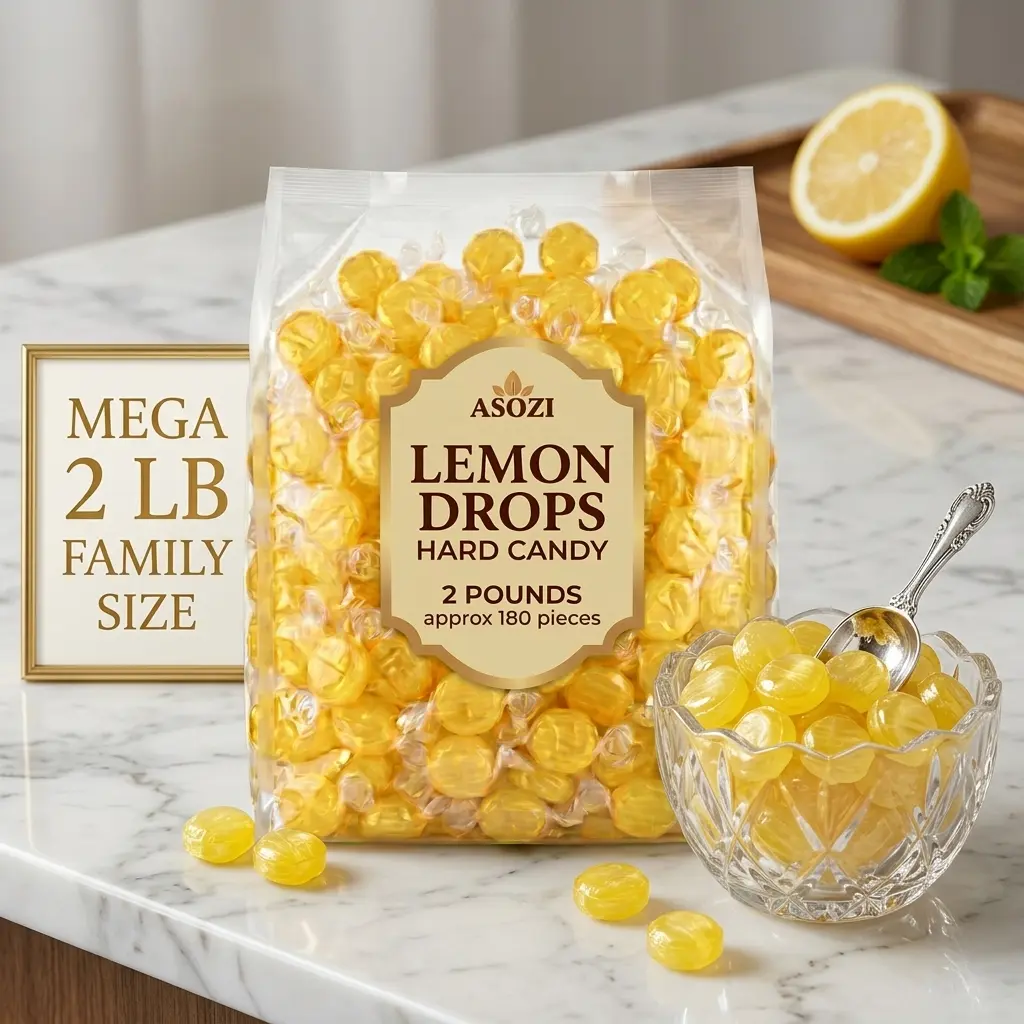 Lemon Candy Hard Drops 2lb - Quality Old-Fashioned Lemon Drops Individually Wrapped Sweet & Tart Candies Delight, Perfect Lemony Flavor