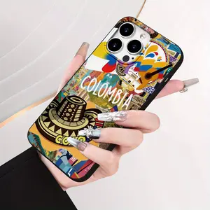 A Vintage-Style Hand-Painted Case from Colombia - Durable And Long-Lasting | Camera Protection | Shockproof And Drop-Resistant, UV Printing Suitable for Iphone 17 16 15 14 13 12 11 Pro Max Plus Air. Cover Protective Cellphone Casing Protector Black