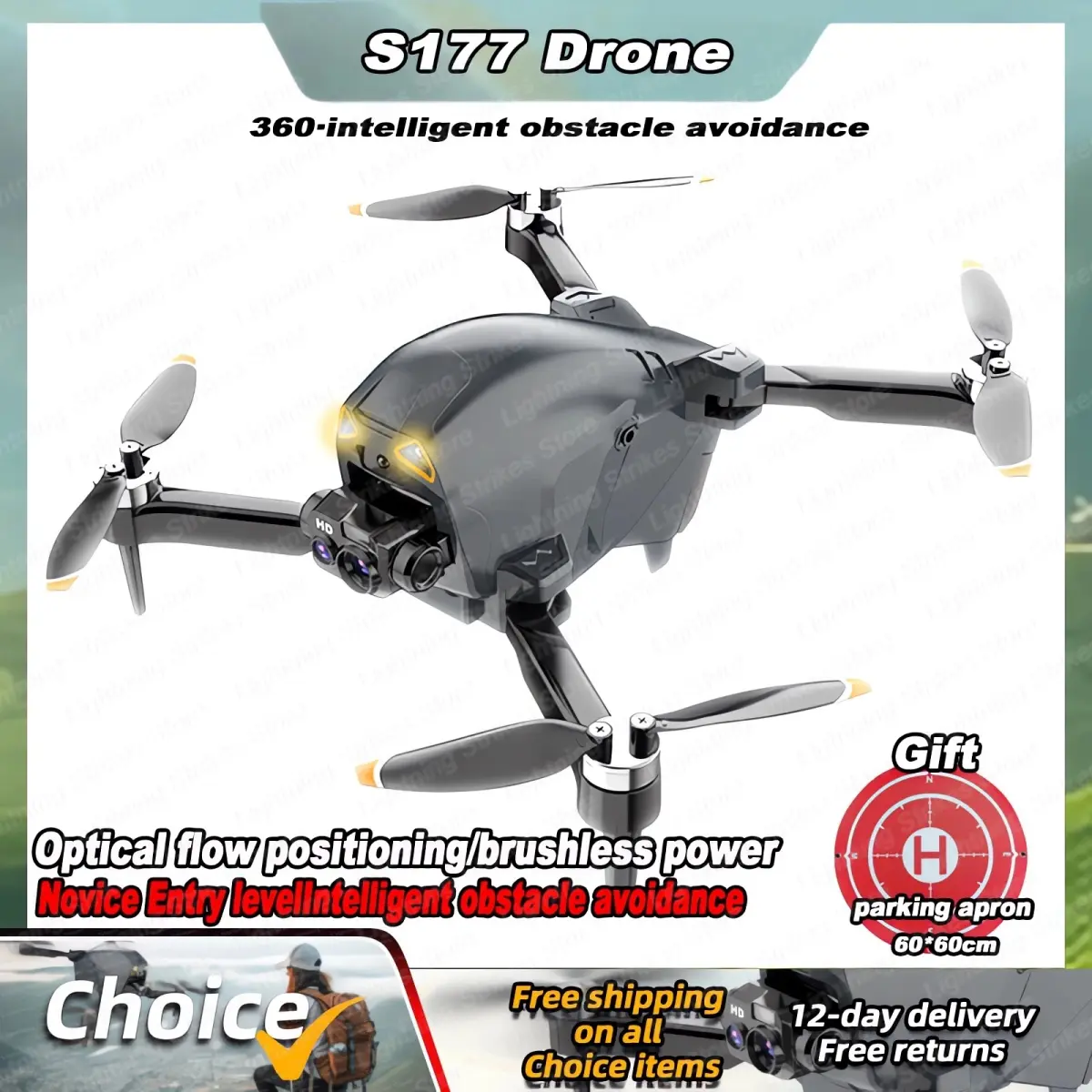 UNO1RC NM60849 S117 Mini Brushless RC Drone with Dual Cameras, 4K Professional HD Footage, Obstacle Avoidance, Optical Flow Positioning, Plastic Body, Remote Control for Aerial Photography