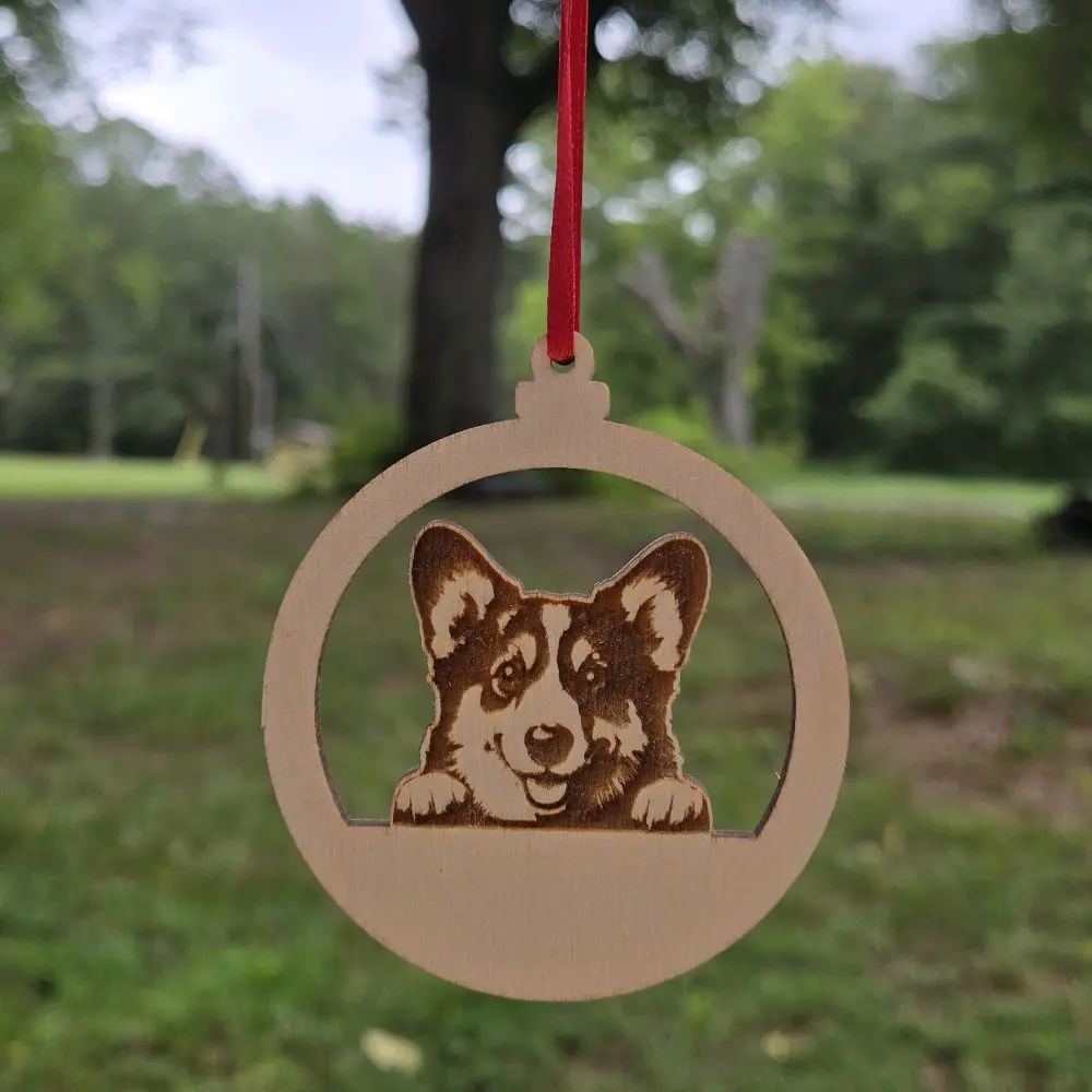 Laser Engraved Personalized Wood Corgi Ornament, 3x3.5 in Christmas Decor for Home Festive Decorations