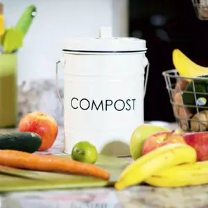Effortless Composting: Rust-Proof, Odor-Free Kitchen Compost Bin for Sustainable Living - Kitchen Compost Bin (0.8 Gallon) with Removable Liner- Easy-to-Use, Compact, Durable & Odor-Free. Beautiful cream color looks great in most kitchens.