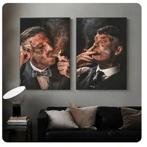 Canvas Artwork Featuring a 2pcs Gangster Legend Mafia Character, Ideal for Decorating Your Living Room Or Office. A Great Gift Option And Home Decoration (Unframed).