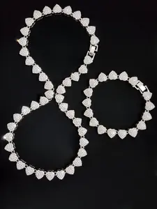 2 Pieces/Set Love Heart Shaped Alloy Necklace & Bracelet Set Jewelry, Men Women Hip Hop Street Style Jewelry, Perfect Gift for Valentine's Day, All Seasons Wear, Elegant Jewelry Set