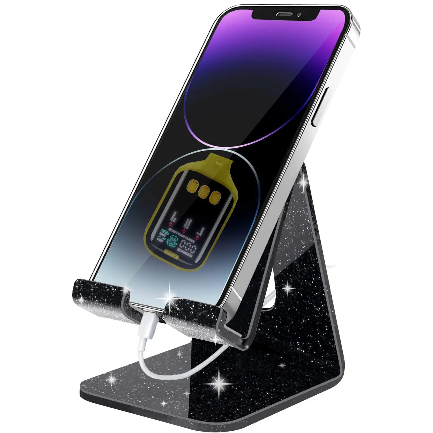 Boutique V5 Adjustable Cell Phone Stand 360 Rotating Foldable Desktop | Cellphone Stand with Anti-Slip Base Portable Phone Holder for Apple iPhone 17 16 15 14 13 Pro Max Samsung All Smart Phones, iPad Smartphone Folding Mount