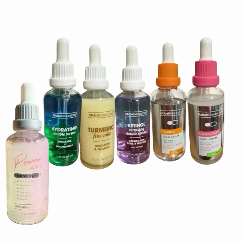 GBC Turmeric/Vitamin C/Multivitamin B,C,E & Niacinamide/Squalane+Niacinamide/retinol renewing double Serums,Power serum 6 benefits in one, for Skin and Skincare,Global Beauty Care 1.7 Oz (50mL) full-size