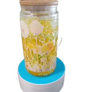 16 oz Acrylic Yellow Flower Lava Snowglobe Cup