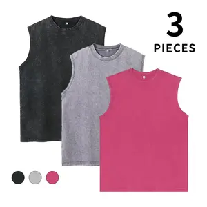3PCS Mens  Tank Tops Cut Off Muscle Gym T Shirts Running Beach Loose Fit Tees