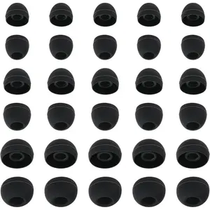 30Pcs Silicone Replacement Earbud Covers Fit Most Earphones Ear Tips(Inner Hole 4mm -6.5mm) Black Ears Cushion Earbuds for in- Ear Headphones Tips Replacement Kit Audio Earplug