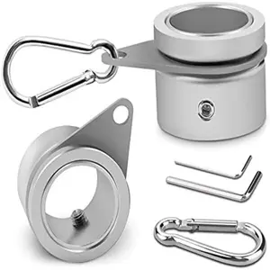 Aluminum Flag Pole Rotating Rings – 360° Anti-Wrap Mounting Clips with Carabiner – Fits 0.75–1.02" Diameter Poles – 2-Pack (Matte Silver)