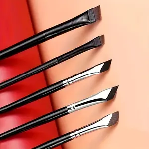 5pcs Precision Eye Makeup Brush Set, Sickle-Shaped Eyeliner, Angled Eyeliner, Brow Brush, Travel-Friendly, Perfect for Holiday Gifts