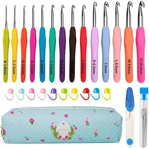 Crochet Hooks,14 Size Crochet Set 2mm(B)-10mm(N), Ergonomic Crochet Hooks Set with Case for Beginner,Long Crochet Needles