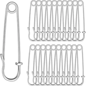 40 count Large Safety Pins for Clothes, 2 Inch Heavy Duty Safety Pins for Thick Fabric, Metal Safety Pins for Crocheting Clothing Tag DIY Craft ()
