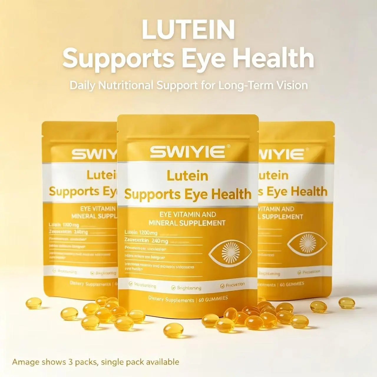 Swiyie Lutein & Zeaxanthin Gummies - Eye Health Supplement with Astaxanthin, Vitamin A C E- Blue Light Defense, Vision Support, Berry Flavor - 60 Gummies Healthcare Dietary Fitness Edible vit b12 dietary edible fitness swivie lutein collagen Colagen