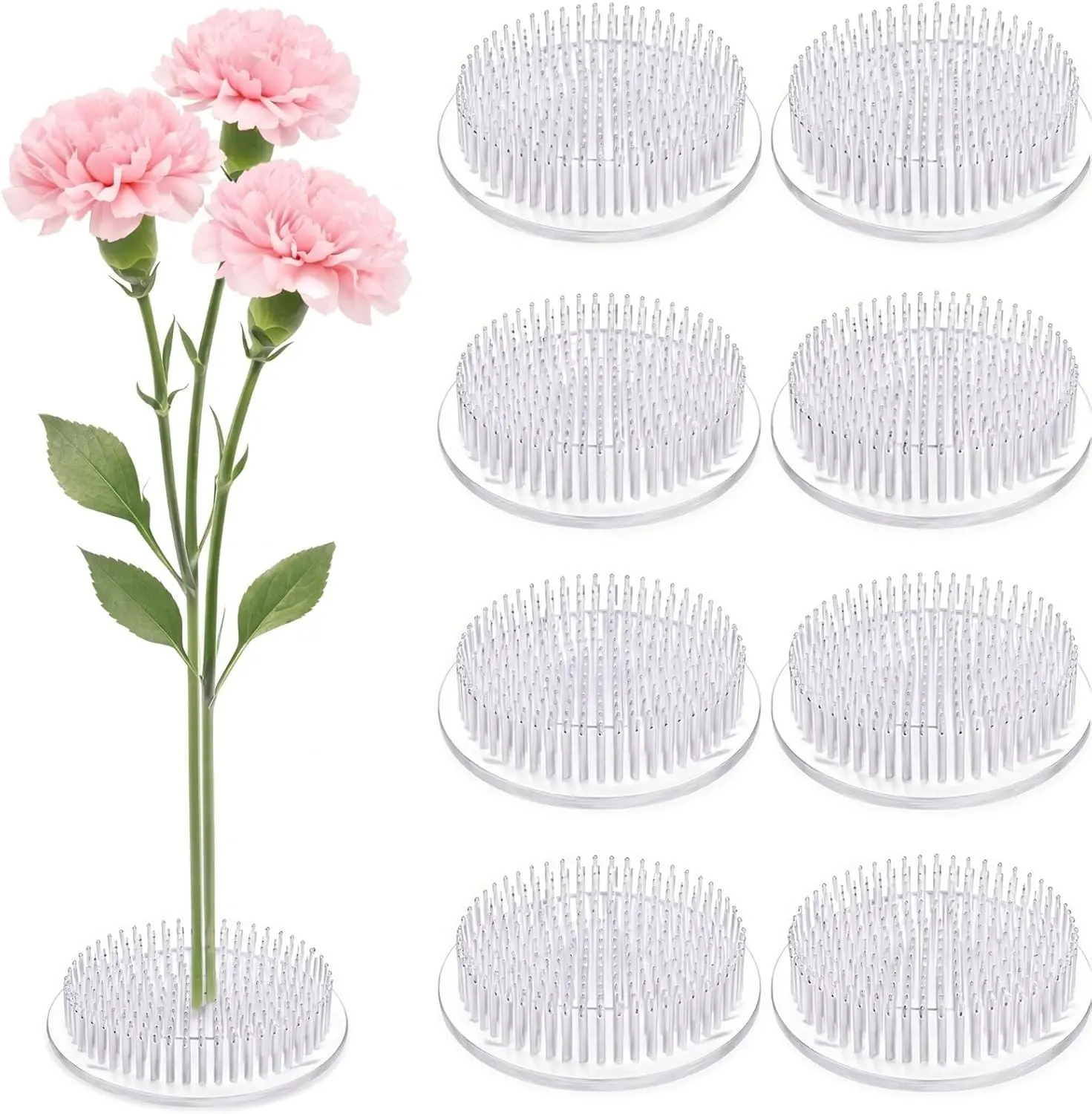 8 Pcs 2.8-Inch Plastic Decorative Flower Frogs - Kenzan Fixed Pins, Floral Art Tools for Crafters, Wedding Decor (Mother's Day Gifts Option)