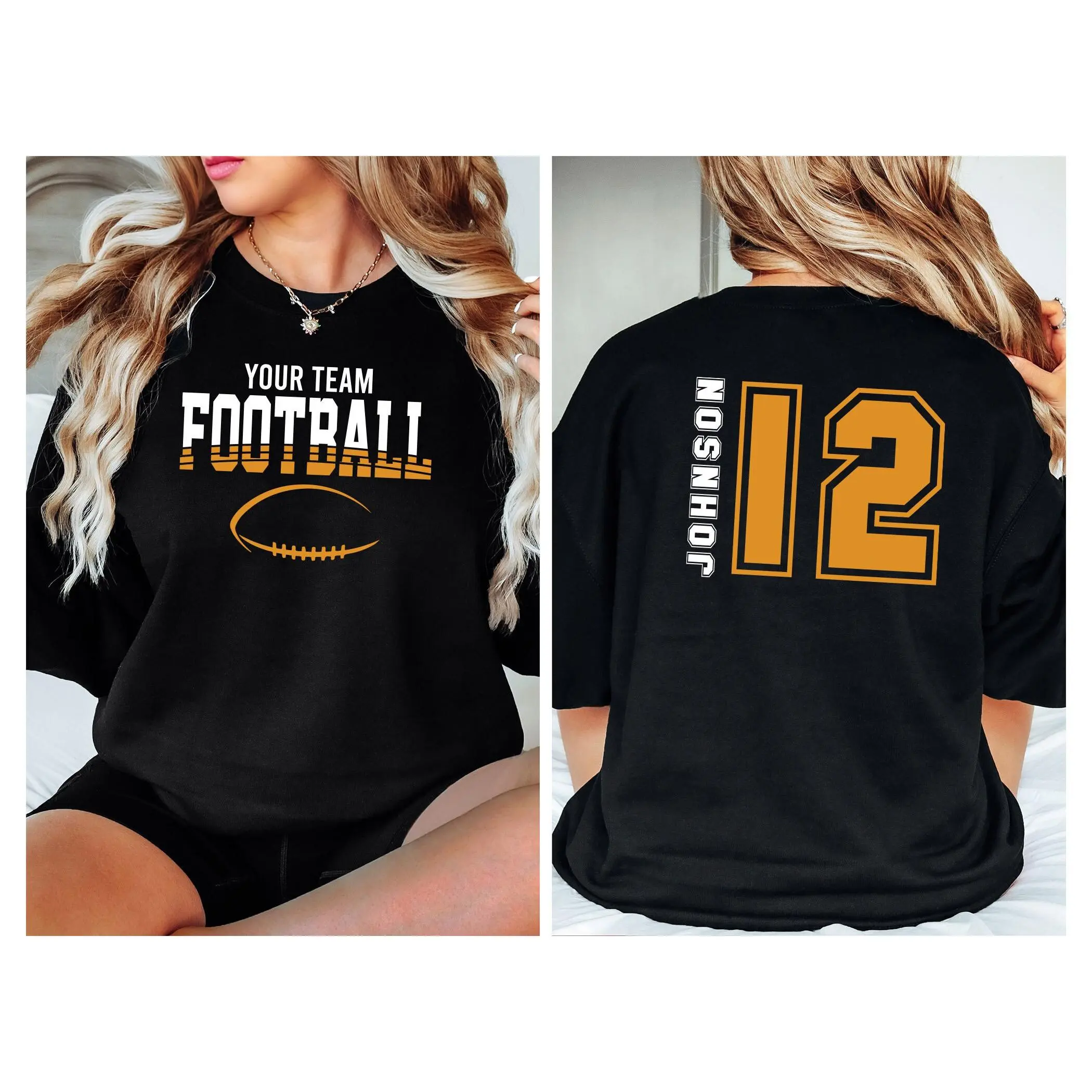 Custom Football Sweatshirt, Personalized Name Football Shirt, Game Day Sweatshirt, Football Season Top, Football Mom Gift Fit Graphics