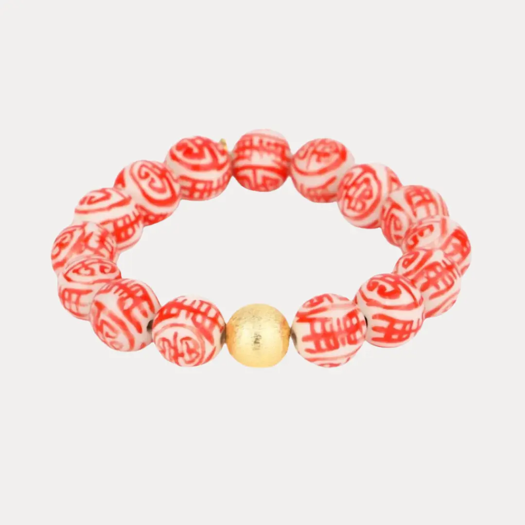 Porcelain Beaded Bracelet - Flame