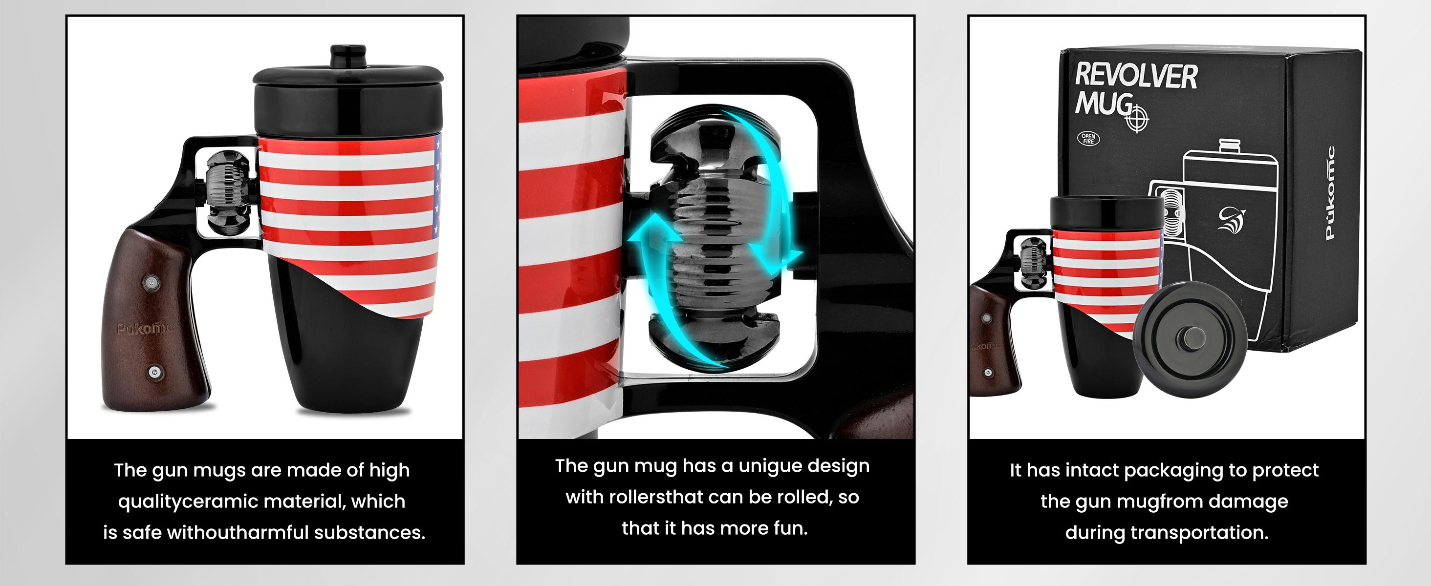 Pukomc Coffee Mug with Rotatable Wooden Handle Gift Boxes, Ceramic Leak-Proof and Scalding-Proof Cup, 16 Ounces Beverage Drinkware Glass Reusable Reuse Tumbler Washable, Best Gift Ideas for Men, Boyfrieds Gifts, Men Gifts